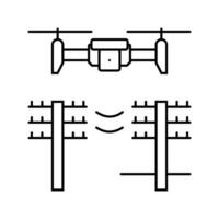 power line inspection drone line icon vector illustration