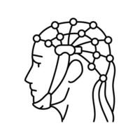 eeg procedimiento neurólogo línea icono vector ilustración