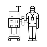 dialysis technician dialyzer line icon vector illustration