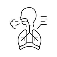 chronic cough disease symptom line icon vector illustration