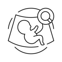 fetal supervisión ginecólogo línea icono vector ilustración