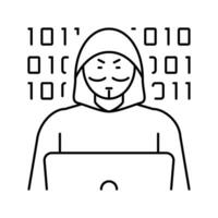 anonymous attacker cyberbullying line icon vector illustration