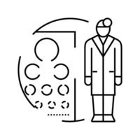 ophthalmic technician eye chart line icon vector illustration