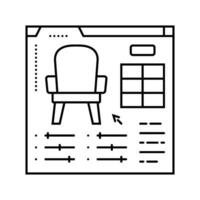 mueble personalización interior diseñador línea icono vector ilustración