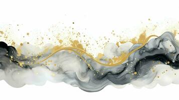 AI generated Ink watercolor grey and sparkling gold splash on a white background. High-resolution. AI Generative photo