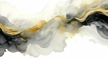AI generated Ink watercolor grey and sparkling gold splash on a white background. High-resolution. AI Generative photo
