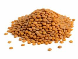 AI generated Lentils on white background side view. High-resolution. AI Generative photo