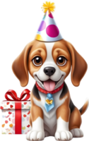 ai generado contento cumpleaños perro dibujos animados png