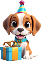 ai gerado feliz aniversário cachorro desenho animado png