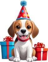 ai generado contento cumpleaños perro dibujos animados png
