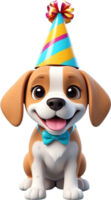 ai generado contento cumpleaños perro dibujos animados png