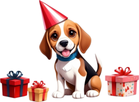 ai generado contento cumpleaños perro dibujos animados png