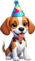 ai généré content anniversaire chien dessin animé png