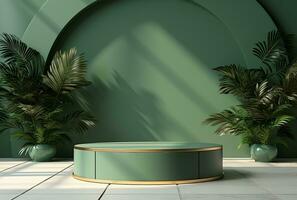 AI generated Podium Mockup Display with for product presentation, 3d Rendering Design g photo