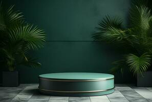 AI generated Podium Mockup Display with for product presentation, 3d Rendering Design g photo