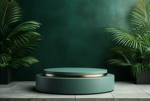 AI generated Podium Mockup Display with for product presentation, 3d Rendering Design g photo