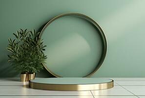 AI generated Podium Mockup Display with for product presentation, 3d Rendering Design g photo