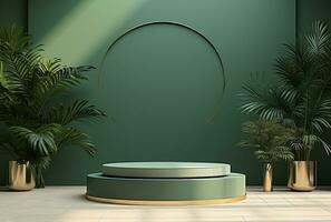 AI generated Podium Mockup Display with for product presentation, 3d Rendering Design g photo