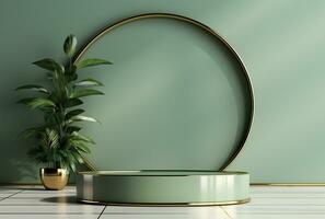 AI generated Podium Mockup Display with for product presentation, 3d Rendering Design g photo