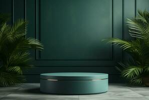 AI generated Podium Mockup Display with for product presentation, 3d Rendering Design g photo