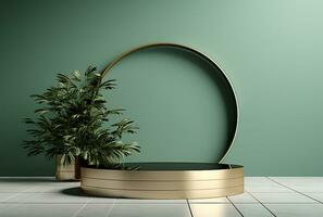 AI generated Podium Mockup Display with for product presentation, 3d Rendering Design g photo