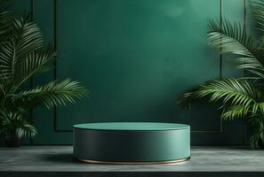 AI generated Podium Mockup Display with for product presentation, 3d Rendering Design g photo