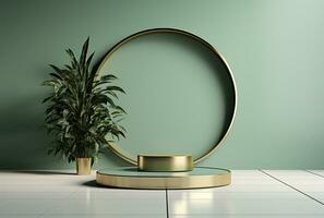 AI generated Podium Mockup Display with for product presentation, 3d Rendering Design g photo
