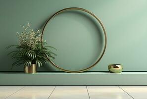 AI generated Podium Mockup Display with for product presentation, 3d Rendering Design g photo