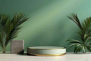 AI generated Podium Mockup Display with for product presentation, 3d Rendering Design g photo