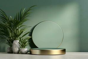 AI generated Podium Mockup Display with for product presentation, 3d Rendering Design g photo