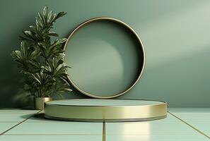 AI generated Podium Mockup Display with for product presentation, 3d Rendering Design g photo