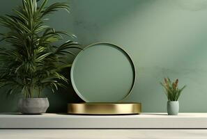 AI generated Podium Mockup Display with for product presentation, 3d Rendering Design g photo