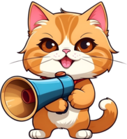 AI generated a cartoon cat with a megaphone png