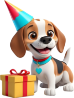 AI generated happy birthday dog cartoon png