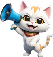 AI generated a cartoon cat with a megaphone png