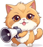 AI generated a cartoon cat with a megaphone png