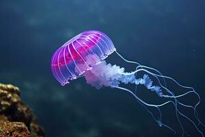 ai generado color de malva aguijón púrpura Medusa. ai generado. foto