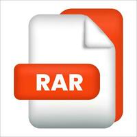 RAR file format icon. RAR file format 3d render icon with transparent background. RAR file format document color icon vector