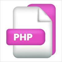 PHP file format icon. PHP file format 3d render icon with transparent background. PHP file format document color icon vector