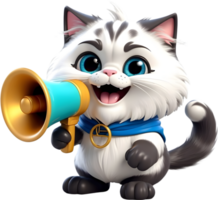 AI generated a cartoon cat with a megaphone png