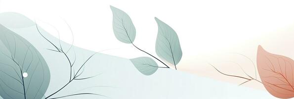 AI generated Minimalist abstract background with outline leaves. AI Generated photo