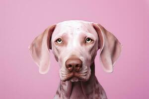 AI generated Pink colored dog on Pink Background. AI Generated photo