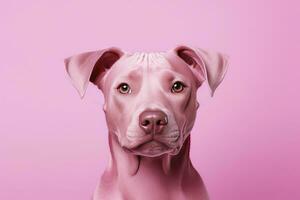 AI generated Pink colored dog on Pink Background. AI Generated photo