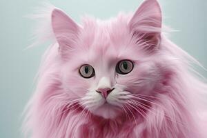 AI generated Pink colored cat. AI Generated photo