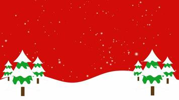 4k Animated Christmas Sale Background with Copy Space Area, Snow and Pine Tree. video