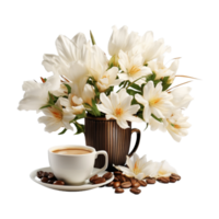 AI generated White Flowers in a Bowl or Cup on Transparent Background - Ai Generated png