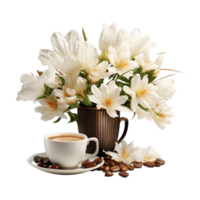 ai généré blanc fleurs dans une bol ou tasse sur transparent Contexte - ai généré png