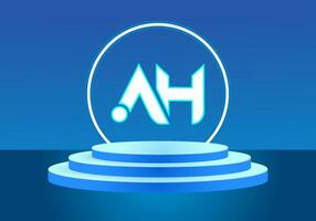 Letter AH blue logo sign. Vector logo design for business.