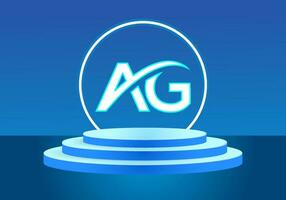 Letter AG blue logo sign. Vector logo design for business.