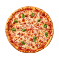 ai generado redondo Pizza en transparente antecedentes - ai generado png